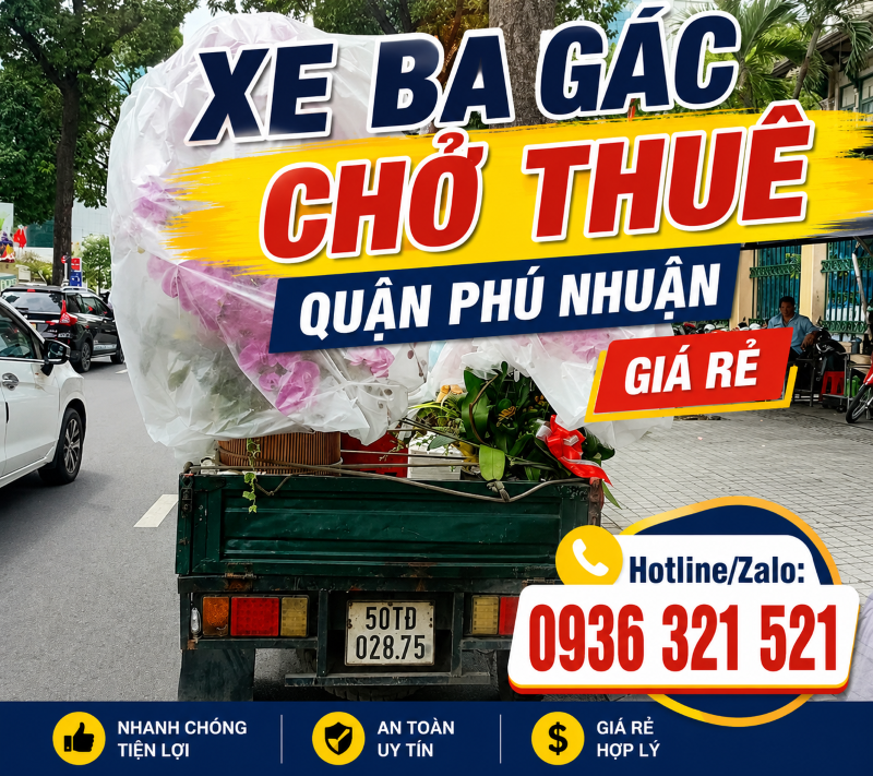 Thuê xe ba gác chở hàng, chuyển nhà giá rẻ tại quận Phú Nhuận