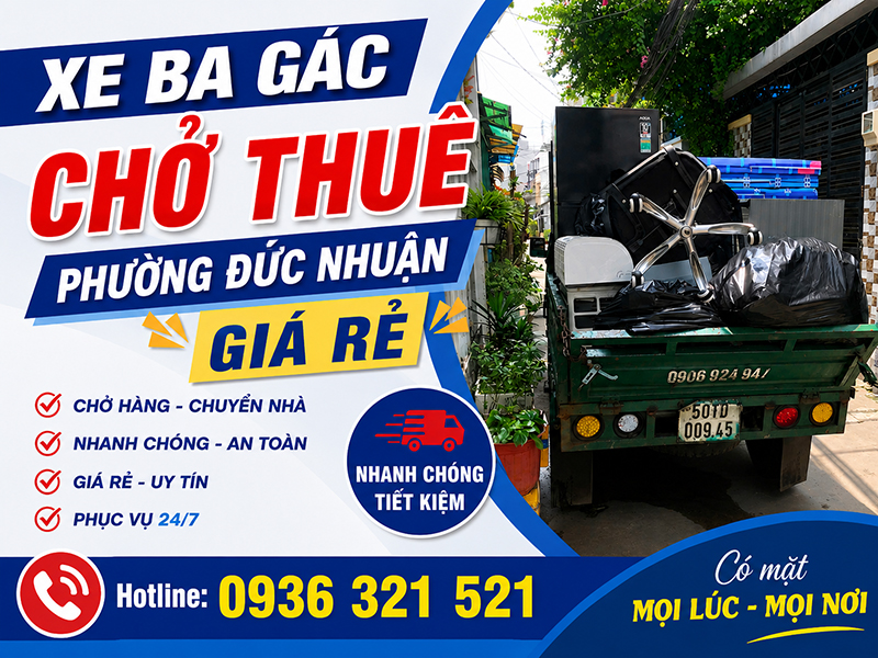 Xe Ba Gác Chở Thuê Phường Đức Nhuận Giá Rẻ, Nhanh Chóng
