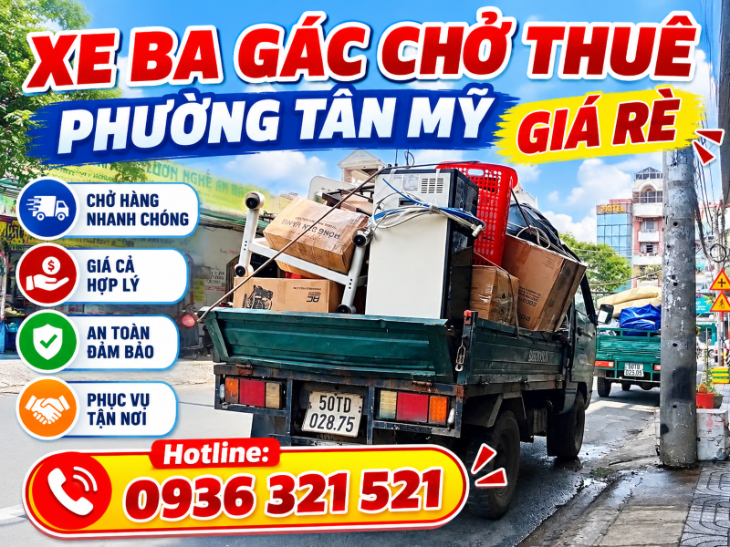 Xe Ba Gác Phường Tân Mỹ Chở Hàng Nhanh, Giá Rẻ