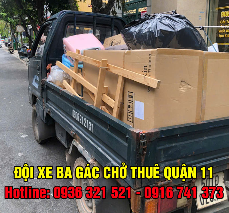 Thuê xe ba gác quận 11 dịch vụ tiện lợi, linh hoạt, giá tốt