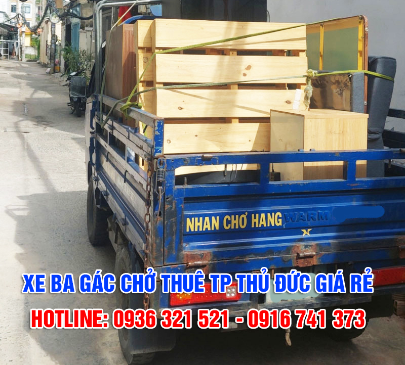 Xe ba gác chở hàng thuê Thủ Đức giá rẻ, hỗ trợ bốc xếp